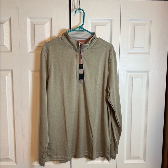 Men's Olive Long Sleeve Performance Golf Pullover - Picture 1 of 7
